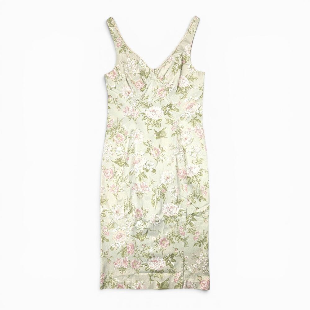 Y2k D&G Midi Dress Pencil Hummingbird Print  - Size Medium